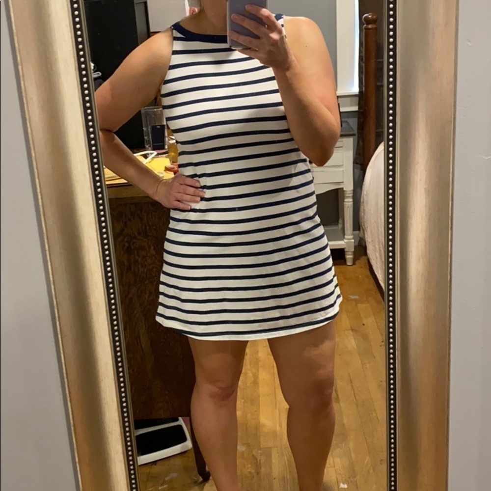 Lands End Striped Mini Dress NWT